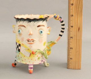 Rare Authentic Irina Zaytceva Handmade Whimsical Snake Porcelain Figural Mug