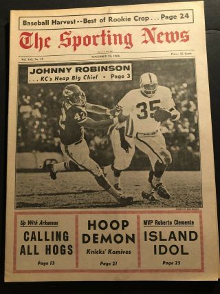 1966 Sporting News Kansas City Chiefs Vs Oakland Raiders Johnny Robinson No Lab
