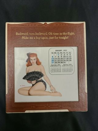 Rare Vintage Esquire 1952 Pin - Up Girl 12 Mo Desk Calendar Al Moore Artist