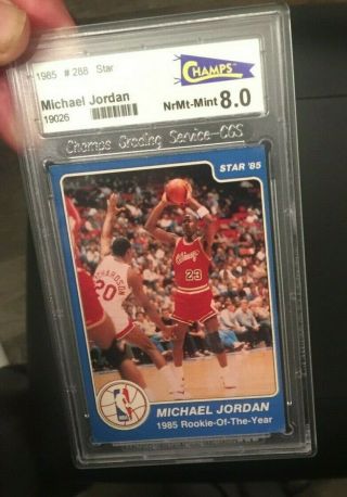 1985 Star Michael Jordan Rookie Of Year Graded 8 Rare