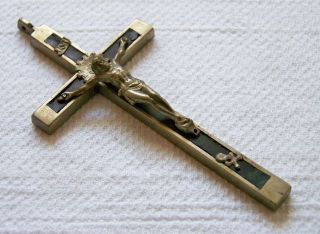 Antique Catholic Pectoral Cross Skull & Crossbones Religious Rosary Crucifix