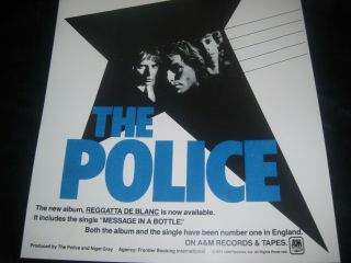 The Police Regatta De Blanc Poster Sting Stewart Copeland Andy Summers 1979 Rare