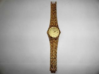 Vintage Mens Paul Maret Quartz Watch Date Gold Nugget Style Italy