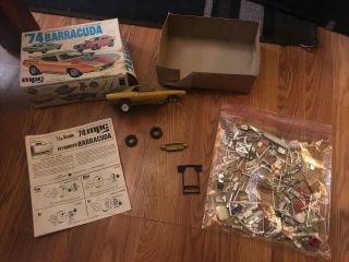 Vintage Mpc 1974 Plymouth Barracuda 1/25 Model Kit Plus Extra Parts