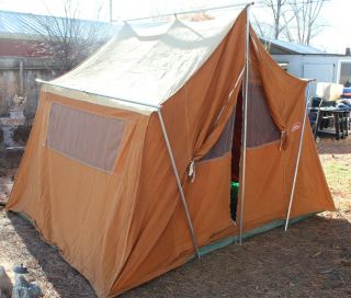 Rare Vintage Coleman Holiday Tent Model 8430 - 710 Canvas Cabin 10x8 Camp