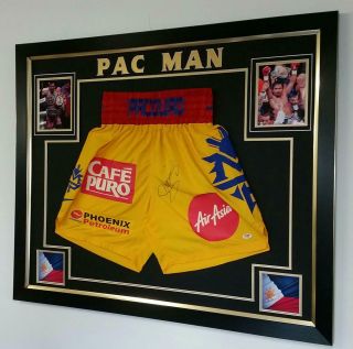 Rare Manny Pacquiao Signed Boxing Shorts Trunks Autographed Display V Mayweather