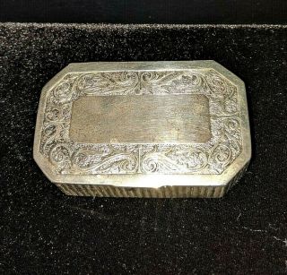 Antique French Hallmarked Silver Plated Trinket Box With Gilt Interior Letter