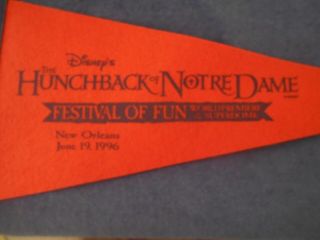 Very Rare Vintage Disney Pennant - Hunchback of Norte Dame - World Premiere Movie 2