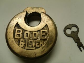 Rare Antique Brass Railroad 6 - Lever Push Key Bode Padlock