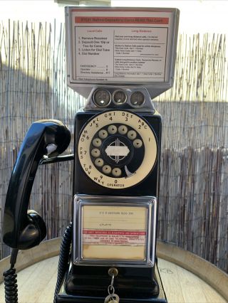 Rare 1960 ' s era AUTOMATIC ELECTRIC Pay Telephone 3 Slot ROTARY Dial Payphone USN 4