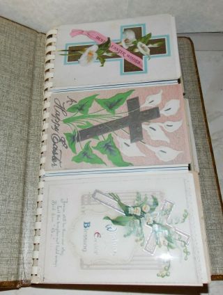 60 ANTIQUE 1910 - 1920 EASTER CHRISTMAS & YEAR HOLIDAY POSTCARD IN ALBUM 2