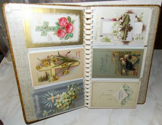 60 ANTIQUE 1910 - 1920 EASTER CHRISTMAS & YEAR HOLIDAY POSTCARD IN ALBUM 3