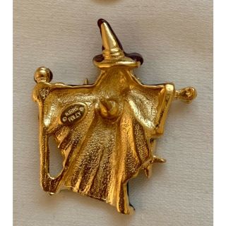 Rare Kirks Folly Wizard Merlin Push Pin Lapel Gold Tone Purple Enamel & Crystal 2