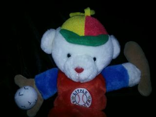 Vtg Dakin Baseball Bear Musical Crib Pull Toy Take Me Out Ballgame Plush Baby