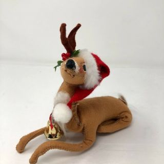 Vintage Annalee Christmas Sitting Reindeer Deer Santa Hat 1992