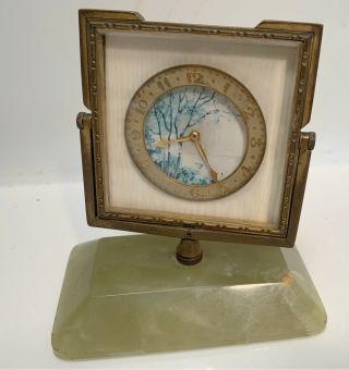 Antique Swiss 8 Day Swivel Easel Desk Or Table Clock Hand Painted - Parts/repair