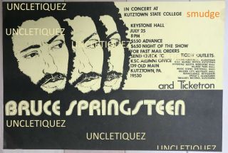 Bearded Bruce Springsteen 1975 Mega Rare Concert Poster Kutztown State.