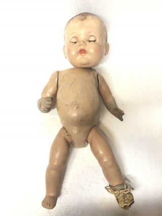 Vintage Creepy 19” Composition Baby Boy Halloween Scary Doll 2