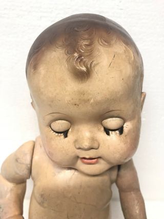 Vintage Creepy 19” Composition Baby Boy Halloween Scary Doll 3