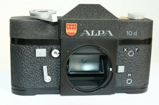 Rare Black Alpa 10d Slr 35mm Body Switzerland Checked W.  Film Samples