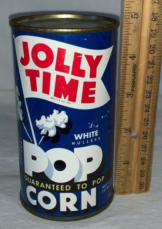 Antique Jolly Time Popcorn Tin Litho 10oz Can Sioux City Ia Grocery Old
