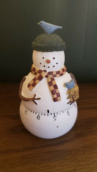 Rare Boston Warehouse Debbie Mumm Snowman Christmas Cermaic Tick - Tock Timer Mib
