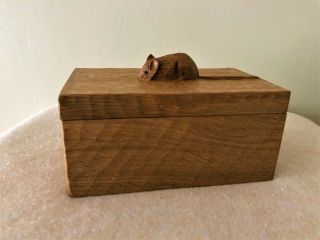 Collectable Rare Vintage Robert Thompson Mouseman Hand Carved Trinket Box Mouse