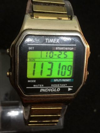 Timex Indiglo Vintage Digital Watch Unisex,  Battery Stretch Band,  Water/resis