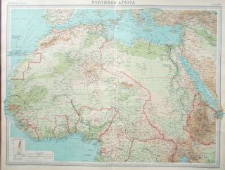 Map Of Northern Africa.  1922 Egypt.  Sahara.