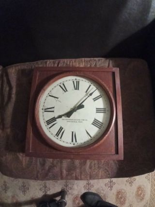 Rare Oversized Standard Electric Time Co Clock In Oak Case