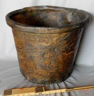 Rare Antique Native American Plains Indian lodge bucket 19th c buffalo rawhide 2