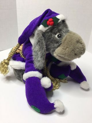 Rare Disney Eeyore Winnie The Pooh Purple Christmas Sweater Plush Stuffed Animal