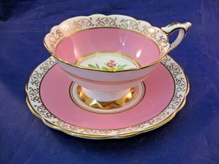 Antique Royal Stafford Tea Cup And Saucer - Elegantly Decorated - Floral,  Pink A
