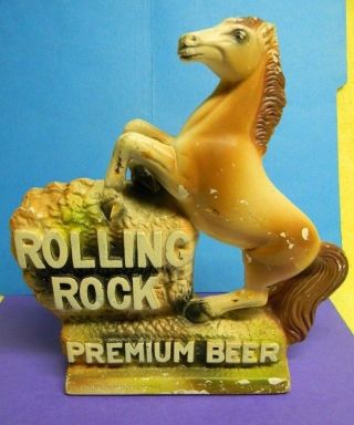 Rare Vintage Rolling Rock Beer Ceramic Horse Sign Statue Latrobe Pennsylvania