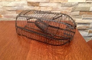 Antique Primitive Metal Wire Mouse Rat Rodent Trap Cage