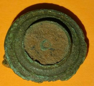 Fine & Rare Roman Bronze Disc Brooch - 2nd /3rd Century Ad Red Enamel