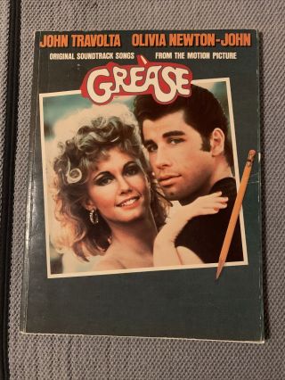 Grease Sheet Music Song Book From Film John Travolta Olivia Newton Rare Photos