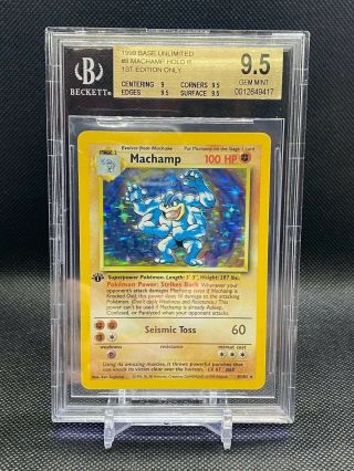 1999 Pokemon Tcg Base 1st Edition 8 Machamp Holographic Rare Graded Bgs 9.  5