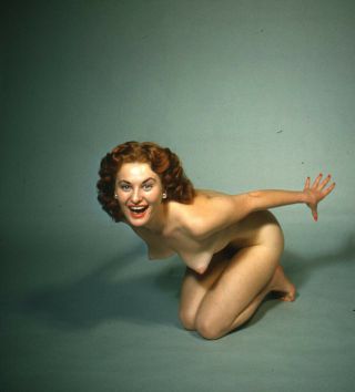 Vintage Stereo Realist Photo 3d Stereoscopic Slide Nude Wild Redhead In Studio