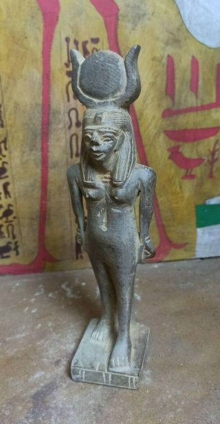 Egyptian Antique Statuette Isis Goddess Sculpture Ancient Model Statue