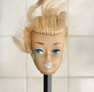Vintage Blonde Swirl Ponytail Barbie Doll Head White Lips Tlc