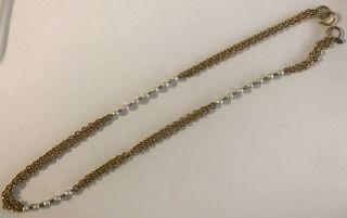 Vintage Rare Chanel Paris Long Pearls & Gold Tone Chain Necklace Nina Griscom