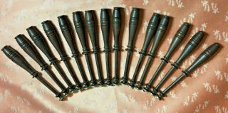 15 Old French Wood Lace Bobbins Antique Vintage / Lacemaking Bobbins Size 5 " 90