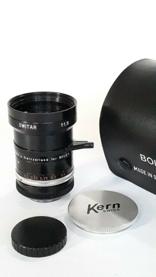 RARE KERN Switar 10mm f1.  6 Multicoated C mount Bolex H16 RX Camera 2