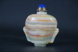 Chinese Antique Double Side Hand Carved Jade Stone Grain Snuff Bottle