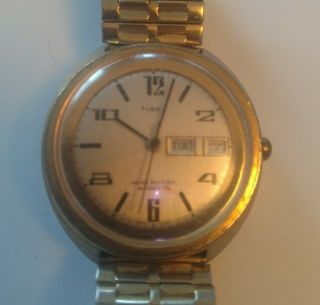 Vintage Timex Automatic Watch Day Date Men 