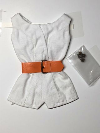 12” Vintage Mattel Barbie Clothing Pak White Scoop Neck Play Suit W/ Belt K56