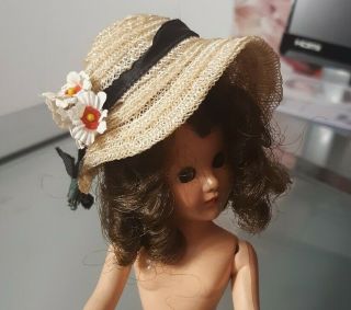 Vintage 8 " Sandra Sue Richwood Straw Horsehair Doll Hat Rare Hard To Find