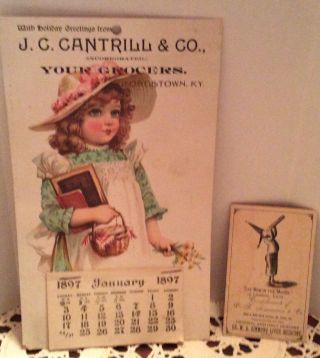 Antique 1897 J.  C.  Cantrill & Co.  Grocers Georgetown,  Ky.  Plus Adv.  Card