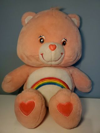 Extra Large Jumbo 26 " Care Bear Plush Cheer Bear Pink Rainbow Tummy 2002 Euc